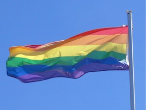 The rainbow-hued PRIDE flag