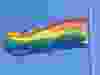 The rainbow-hued PRIDE flag