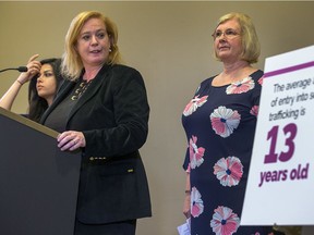 Cynthia Bland, (R) founder and CEO of Voice Found, was on hand as Lisa Macleod, Ontario Minister of Children, Community and Social Services, announced an investment of $271,000 in Voice Found, an Ottawa-based organization that supports survivors of sex trafficking.
