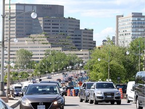 Traffic on the Portage Bridge between Gatineau and Ottawa on Monday afternoon.