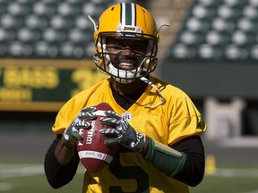 Kevin Glenn takes part in the opening day of Edmonton Eskimos training camp at Commonwealth Stadium, in Edmonton on Sunday, May 20, 2018.
