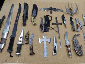 Weapons seized by Gatineau police in drug raids last week.