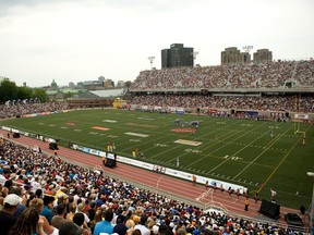 Glory years: The Montreal Alouettes play a pre-season game against the Toronto Argonauts before a packed house at Molson Stadium in Montreal on June 19, 2010.