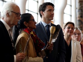 Prime Minister Justin Trudeau and his wife, Sophie, attend the closing ceremony of the National Inquiry into Missing and Murdered Indigenous Women and Girls in Gatineau on June 3, 2019.