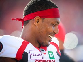 Redblacks quarterback Dominique Davis threw four interceptions in the game, but also rushed for three touchdowns against the Calgary Stampeders.