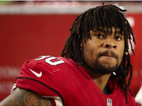 Defensive tackle Robert Nkemdiche of the Arizona Cardinals on the bench during the preseason NFL game against the Los Angeles Chargers at University of Phoenix Stadium on August 11, 2018 in Glendale, Ariz. (Christian Petersen/Getty Images)