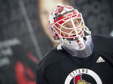 Goaltender Filip Gustavsson at the 3-on-3 tournament Saturday.