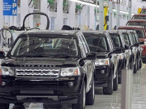 Land Rover Freelander II SUV vehicles are seen on the assembly line at the Jaguar - Land Rover manufacturing plant in Pimpri, at the western Indian state of Maharashtra, on May 27, 2011. (INDRANIL MUKHERJEE/AFP/Getty Images)