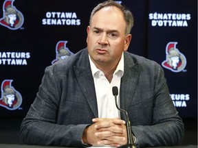 Ottawa Senators general manager Pierre Dorion talking to the media in Ottawa Monday June 17, 2019.