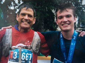 Peter Lewis is a well-known artist and gallery owner in St. John's, Newfounland. He's been living here for months waiting for a new heart. He got it a couple of weeks ago. An avid runner, seen here with his son Liam, he received a medal competing in the Ottawa marathon in May.