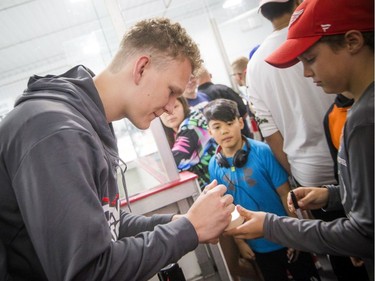 The Ottawa Senators development camp was at the Bell Sensplex for a 3-on-3 tournament Saturday, June 29, 2019.  Brady Tkachuk was on site watching the players on the ice and greeting young fans.