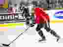 Alex Formenton takes the puck down the ice during the Ottawa Senators development camp in 2019.