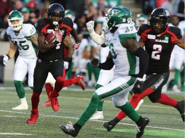 Ryan Lankford looks for a running route on a punt return in the first half as the Ottawa Redblacks take on the Saskatchewan Roughriders in CFL action at TD Place in Ottawa. Photo by Wayne Cuddington / Postmedia