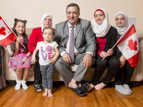 Abdel-Raouf Salloum and his wife, Amani, with their daughters, left to right, Maria, 9, Mira, 21 months, Ghina, 16, and Mona, 14.