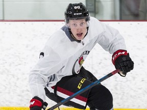 Lassi Thomson, seen at the Ottawa Senators development camp at the Bell Sensplex on June 25, 2019.