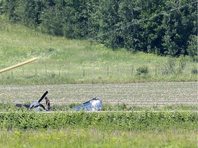 A vintage war plane, believed to be a Goodyear Corsair belonging to Vintage Wings of Canada, went off the runway at the Gatineau Airport after landing and ended up in the ditch alongside the runway.