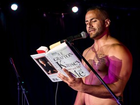 Jaime Farfan reads at the Naked Boys Reading at Live on Elgin on July 15, 2019.