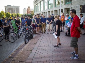 The vigil and rally at Ottawa city hall was to honour the life of 13-year-old  Simon Khouri who was hit and killed on his bicycle and to call on the city to protect cyclists on city roads.