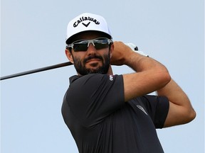 Adam Hadwin of Canada plays a shot during a practice round at Royal Portrush Golf Club earlier this week.