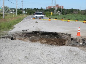 City continues to work on a water main break that caused a sinkhole on Corkstown Rd. between March Rd. and Wesley Clover Park.