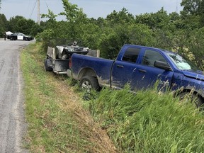 One person is dead after a truck collided with a motorcycle near Napanee Saturday.