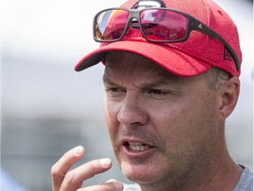 Ottawa Redblacks head coach Rick Campbell addresses the media after practice at TD Place stadium on Monday.