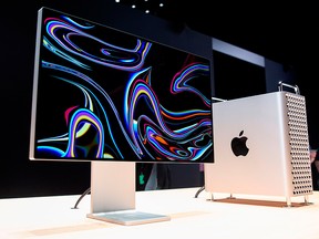 In this file photo taken on June 3, 2019 Apple's new Mac Pro sits on display in the showroom during Apple's Worldwide Developer Conference (WWDC) in San Jose, Calif.