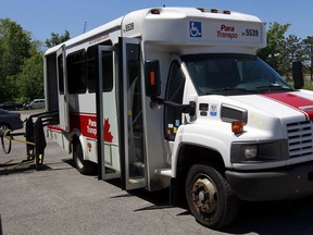 A Para Transpo bus after a delivery in Ottawa.