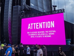 Bands were called off all the stages due to severe weather in the area during Bluesfest, Saturday, July 13, 2019.   Ashley Fraser/Postmedia