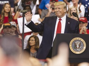 U.S. President Donald Trump speaks at a campaign rally at U.S. Bank Arena on August 1, 2019 in Cincinnati, Ohio. (Andrew Spear/Getty Images)