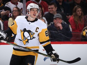 Pittsbugh Penguins' Sidney Crosby has a claim as the fifth-best player ever. (GETTY IMAGES)