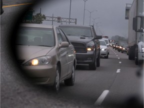 Traffic eastbound on the 417 in Ottawa,