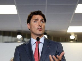 Canadian Prime Minister Justin Trudeau addresses the media in Biarritz, France. on Aug. 26, 2019, the third day of the annual G7 Summit.
