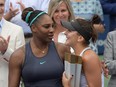 Bianca Andreescu is congratulated by Serena Williams for winning the women's final of the Rogers Cup tennis tournament at Aviva Centre. (Dan Hamilton/USA TODAY Sports)