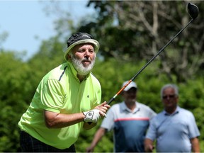 Postmedia sportswriter Don Brennan sizes up his tee shot on the fifth at the Sun Scramble City Championship's Media Challenge and Qualifier on Friday, Aug. 2, 2019 at the Carleton Golf and Yacht Club outside Manotick. Julie Oliver/Postmedia