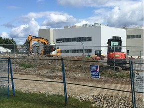 Builders are putting the final touches on a new bottling facility at Canopy Growth's headquarters in Smiths Falls.