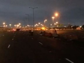A double fatal crash on Hwy. 401 at Dixie. (OPP_HSD)