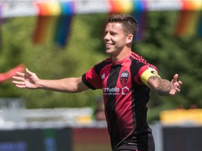 Carl Haworth of Ottawa Fury FC in a game against Saint Louis FC at TD Place Stadium on Saturday.