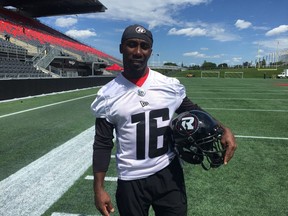 Stefan Logan's first day with the Ottawa Redblacks. He was released from the Montreal Alouettes less than a month ago.