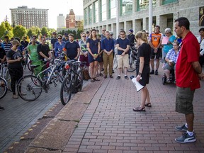 A vigil and rally was held outside city hall on Wednesday, July 31, 2019. The vigil and rally was to honour the life of 13-year-old Simon Khouri, who was hit and killed on his bicycle, and to call on the city to protect cyclists on city roads.