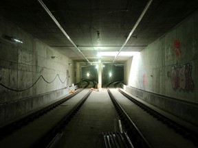 One tunnel for incoming trains and another for outgoing between the MSF Connector and the St. Laurent Station.