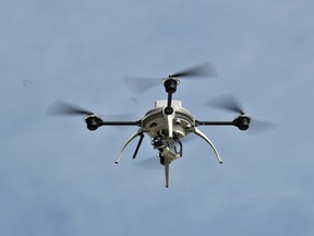 An Aeryon Labs Inc. live streaming video-drone, similiar to that currently in use by the Libyan rebels to gather information on Gaddafi's forces, is flown at their Waterloo, Ontario production facility, August 23, 2011. (J.P. Moczulski for National Post)