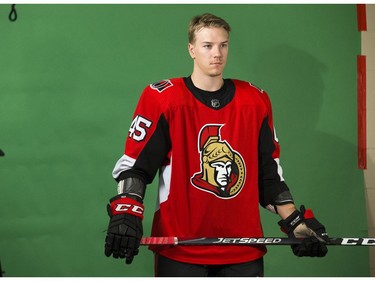 Parker Kelly is video taped for a video segment  as the Ottawa Senators begin training camp with medicals and fitness testing.