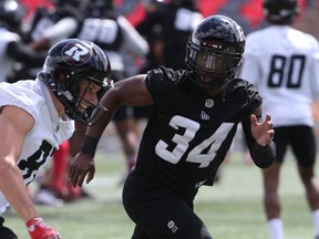 Gump Hayes (#34 ) of the Ottawa Reblacks,