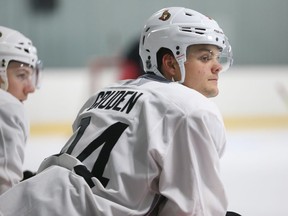 Jon Gruden watches from the bench at the Bell Sensplex on Thursday, Sept. 5, 2019.