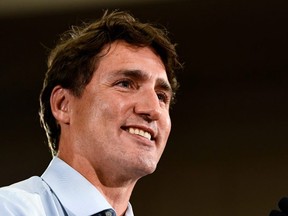 Justin Trudeau speaks with Liberal party supporters and volunteers in Vancouver, British Columbia on September 11, 2019.