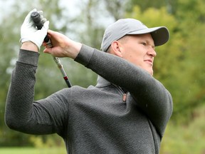Brady Tkachuk tees off at the 13th tee. Ottawa Senators players and staff took to the Marshes Golf Club Tuesday for the Annual Bell Senators Charity Golf Classic, where foursomes are rounded out with players to raise money for the Sens Foundation.