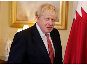 Britain's Prime Minister Boris Johnson meets with Qatar's Emir Sheikh Tamim bin Hamad Al Thani at Downing Street in London, Britain September 20, 2019.