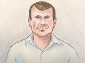 Cameron Ortis, director general with the Royal Canadian Mounted Police's intelligence unit, is shown in a court sketch from his court hearing in Ottawa, on Friday, Sept. 13, 2019.