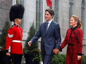 Prime Minister Justin Trudeau and his wife Sophie Gregoire Trudeau arrive at Rideau Hall to ask Governor General Julie Payette to dissolve Parliament, and mark the start of a federal election campaign.